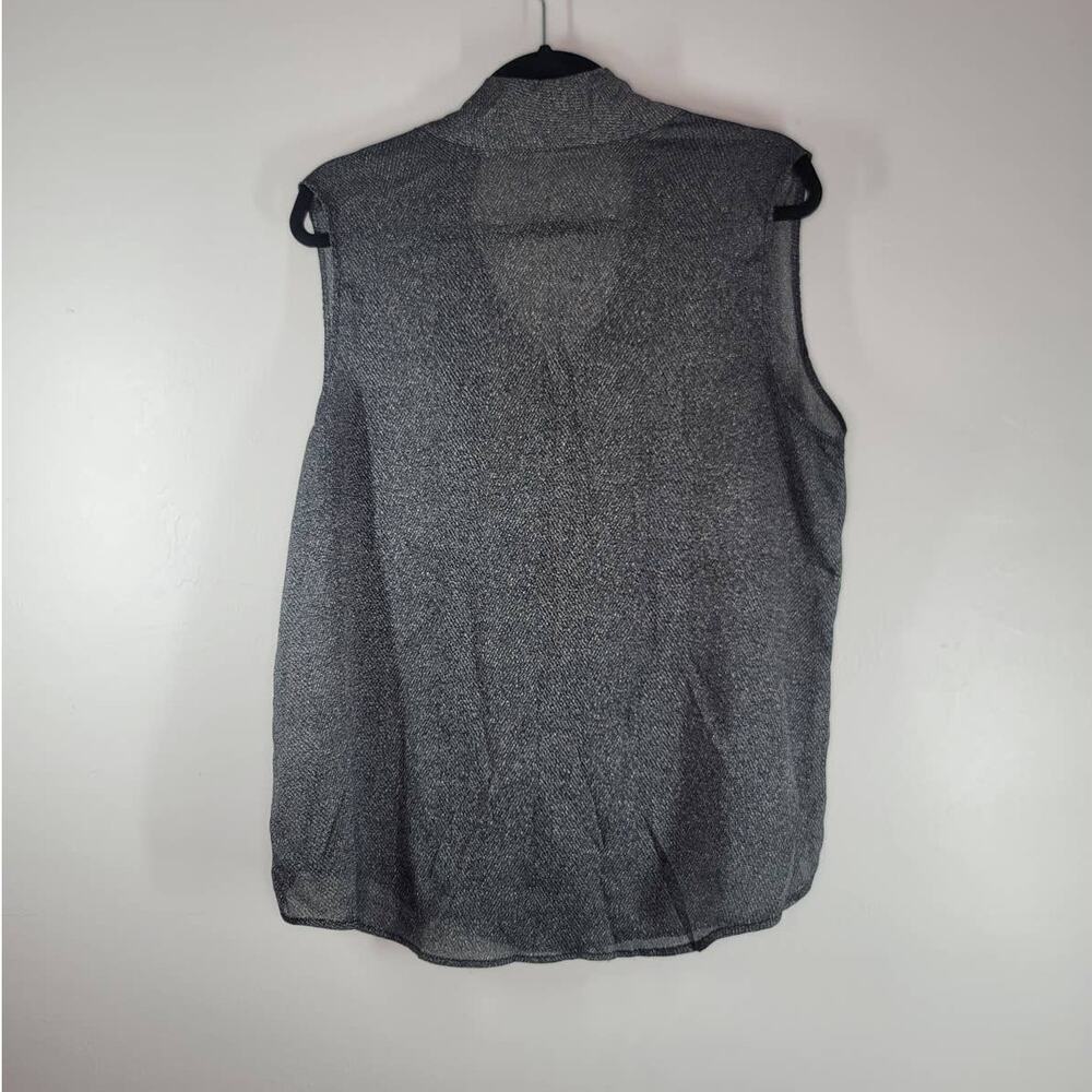 New York & Company Women's Stretch Tie Neck Sleeveless Top Blouse Gray Size XL - Picture 4 of 7